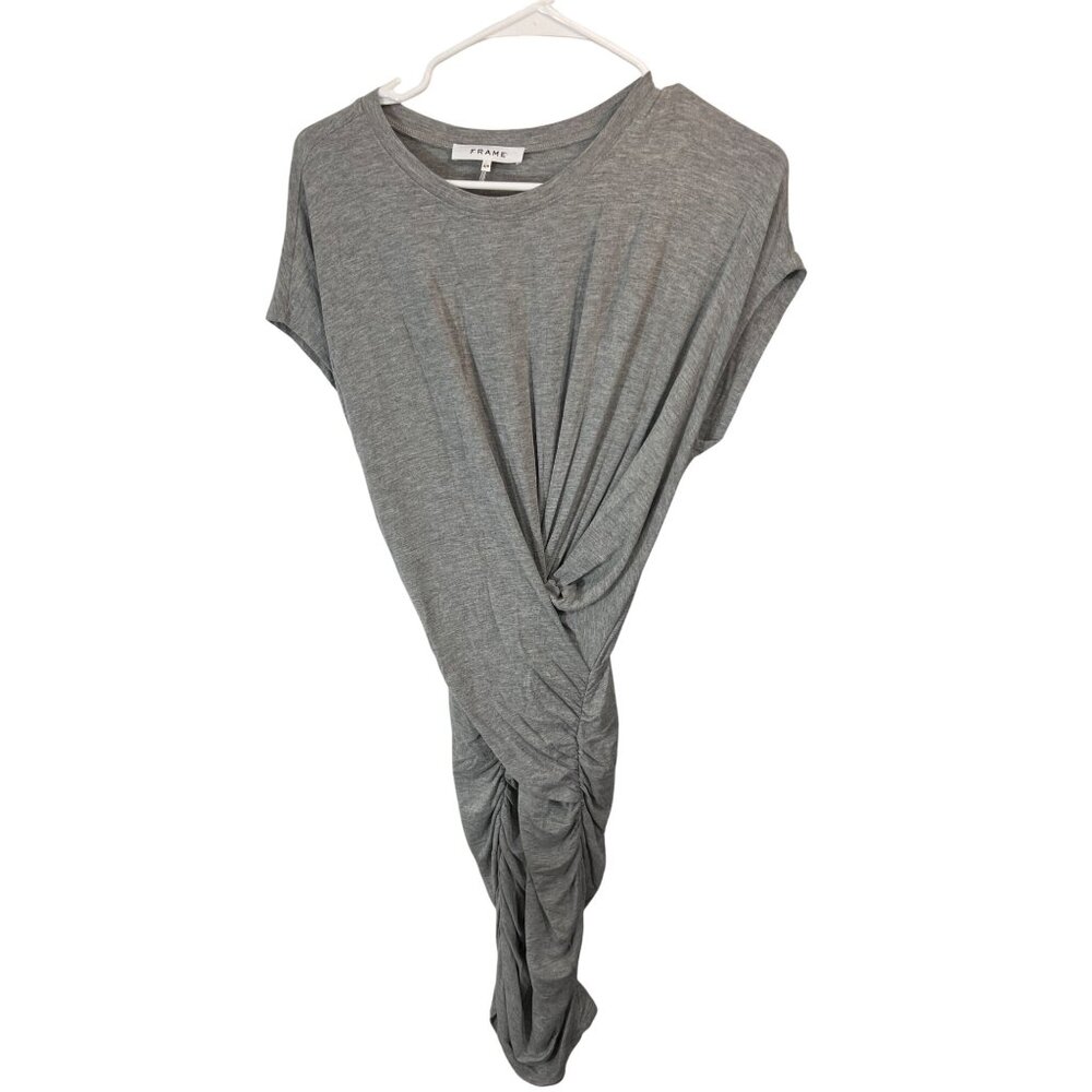 Frame Womens S/P Grey Heather Ruched Knot Front Maxi Dress 96% Viscose 5% Elasta